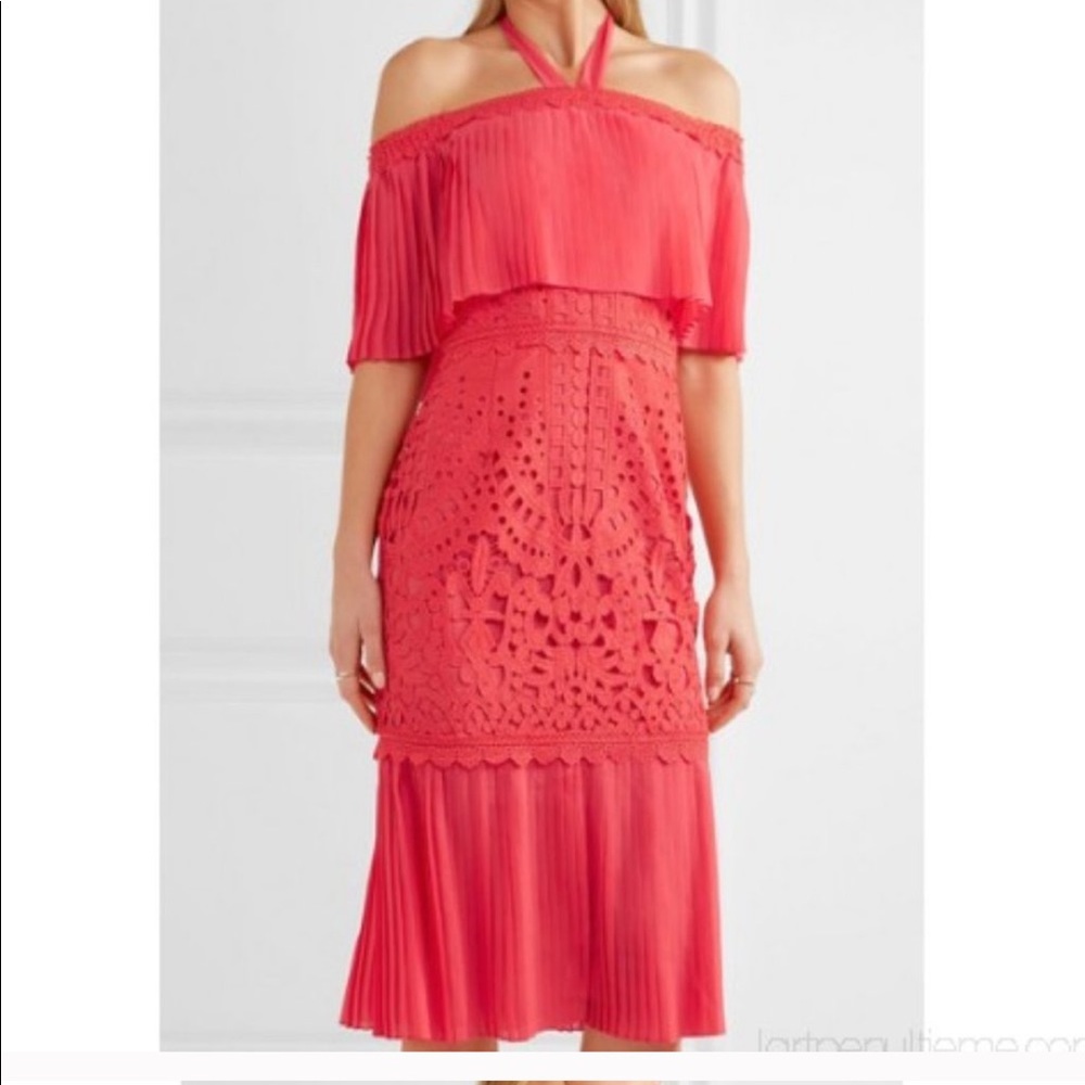Coral Berry Lace Cocktail Dress: Temperley London